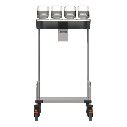 Tray and cutlery trolleys, one-piece, with serviette dispenser, LxWxH 648 x 428 x 1350 mm.