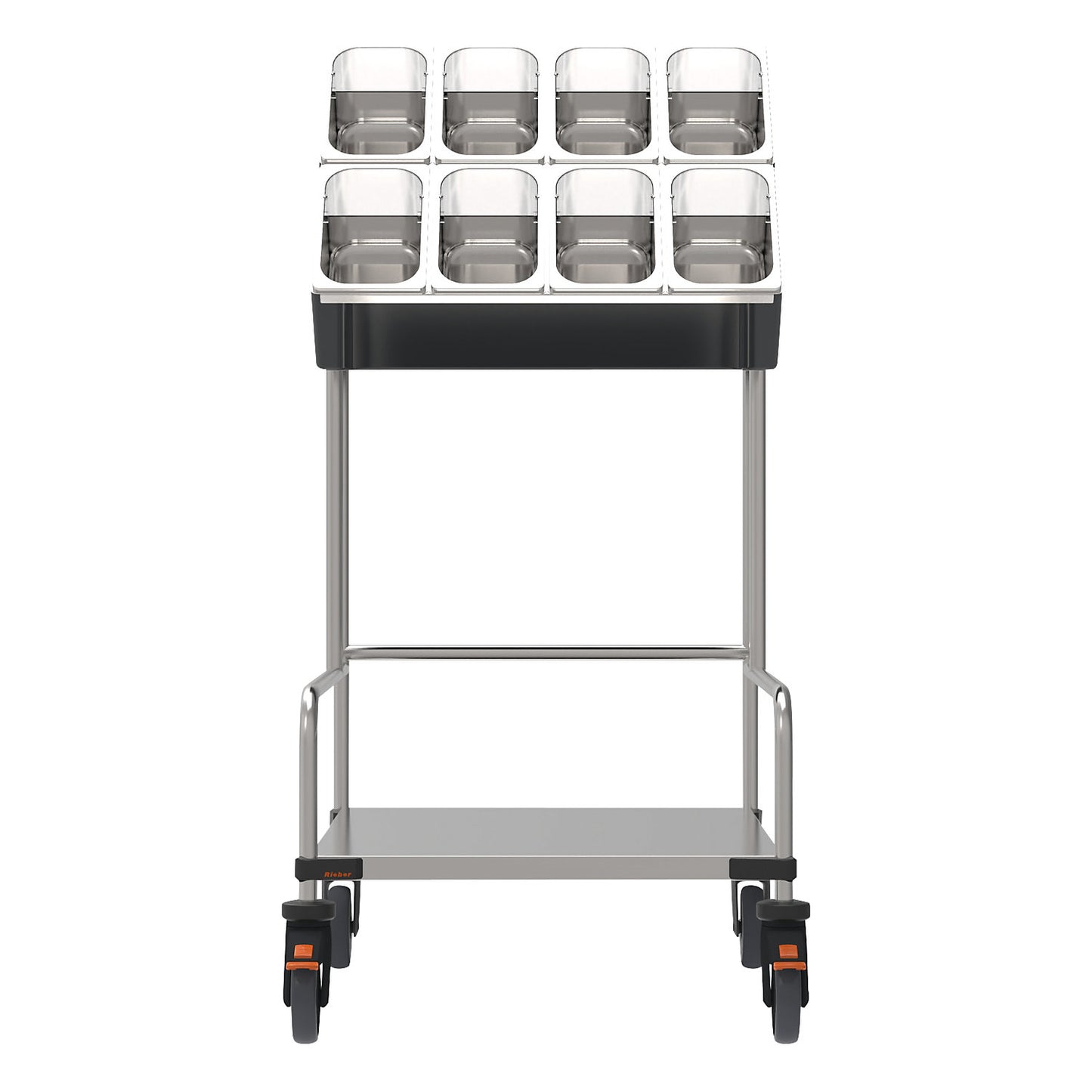Tray and cutlery trolleys, two-part, LxWxH 648 x 787 x 1350 mm.