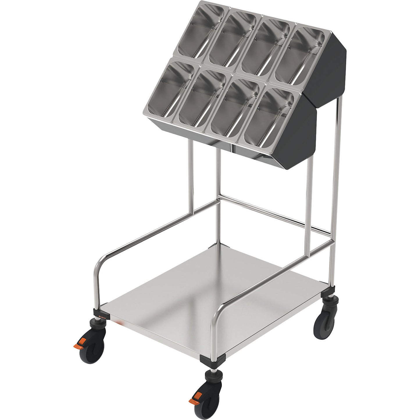 Tray and cutlery trolleys, two-part, LxWxH 648 x 787 x 1350 mm.