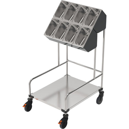 Tray and cutlery trolleys, two-part, LxWxH 648 x 787 x 1350 mm.