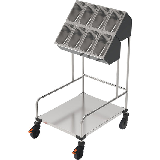 Tray and cutlery trolleys, two-part, LxWxH 648 x 787 x 1350 mm.