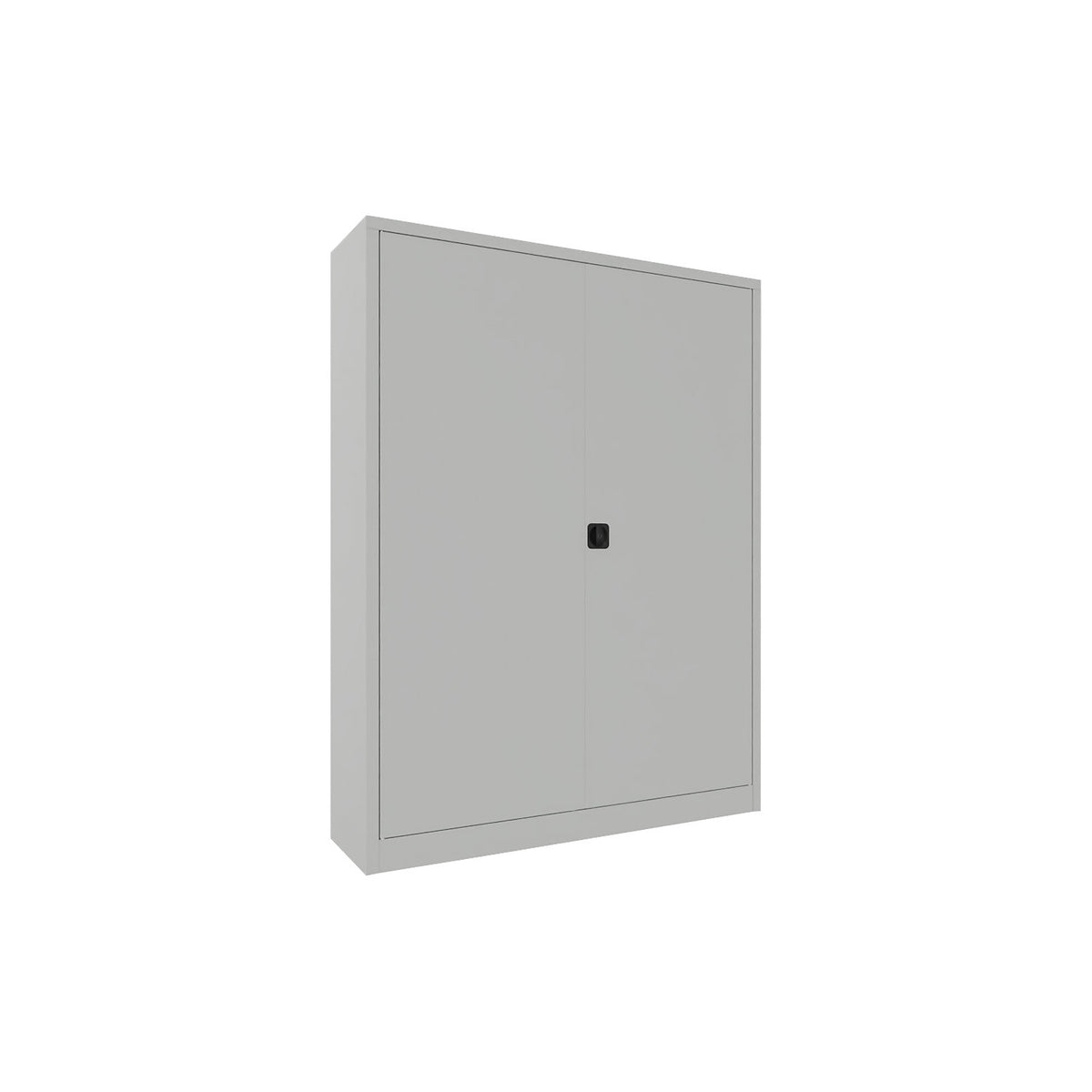 Steel cupboard with hinged doors, 4 shelves, width 1500 mm, HxWxD 1950 x 1500 x 400 mm, light grey.