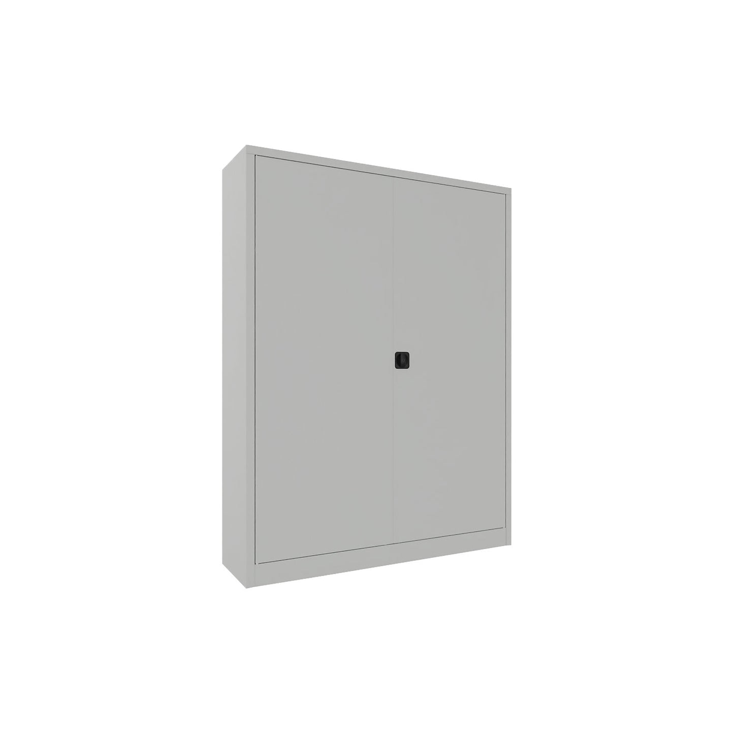 Steel cupboard with hinged doors, 4 shelves, width 1500 mm, HxWxD 1950 x 1500 x 400 mm, light grey.