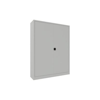Steel cupboard with hinged doors, 4 shelves, width 1500 mm, HxWxD 1950 x 1500 x 400 mm, light grey.