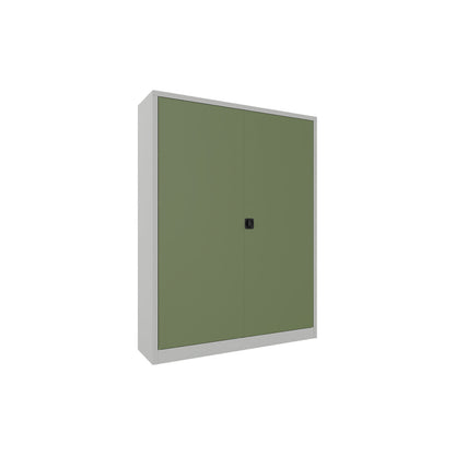 Steel cupboard with hinged doors, 4 shelves, width 1500 mm, HxWxD 1950 x 1500 x 400 mm, reseda green.