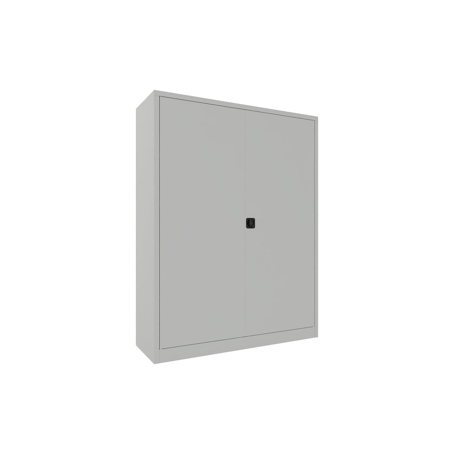 Steel cupboard with hinged doors, 4 shelves, width 1500 mm, HxWxD 1950 x 1500 x 500 mm, light grey.