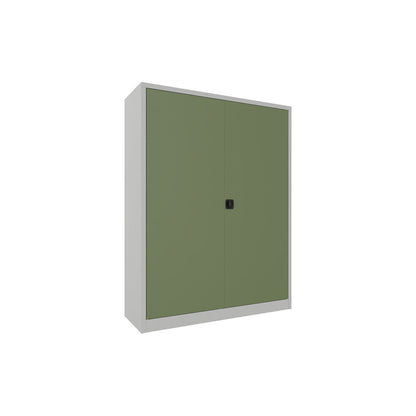 Steel cupboard with hinged doors, 4 shelves, width 1500 mm, HxWxD 1950 x 1500 x 500 mm, reseda green.