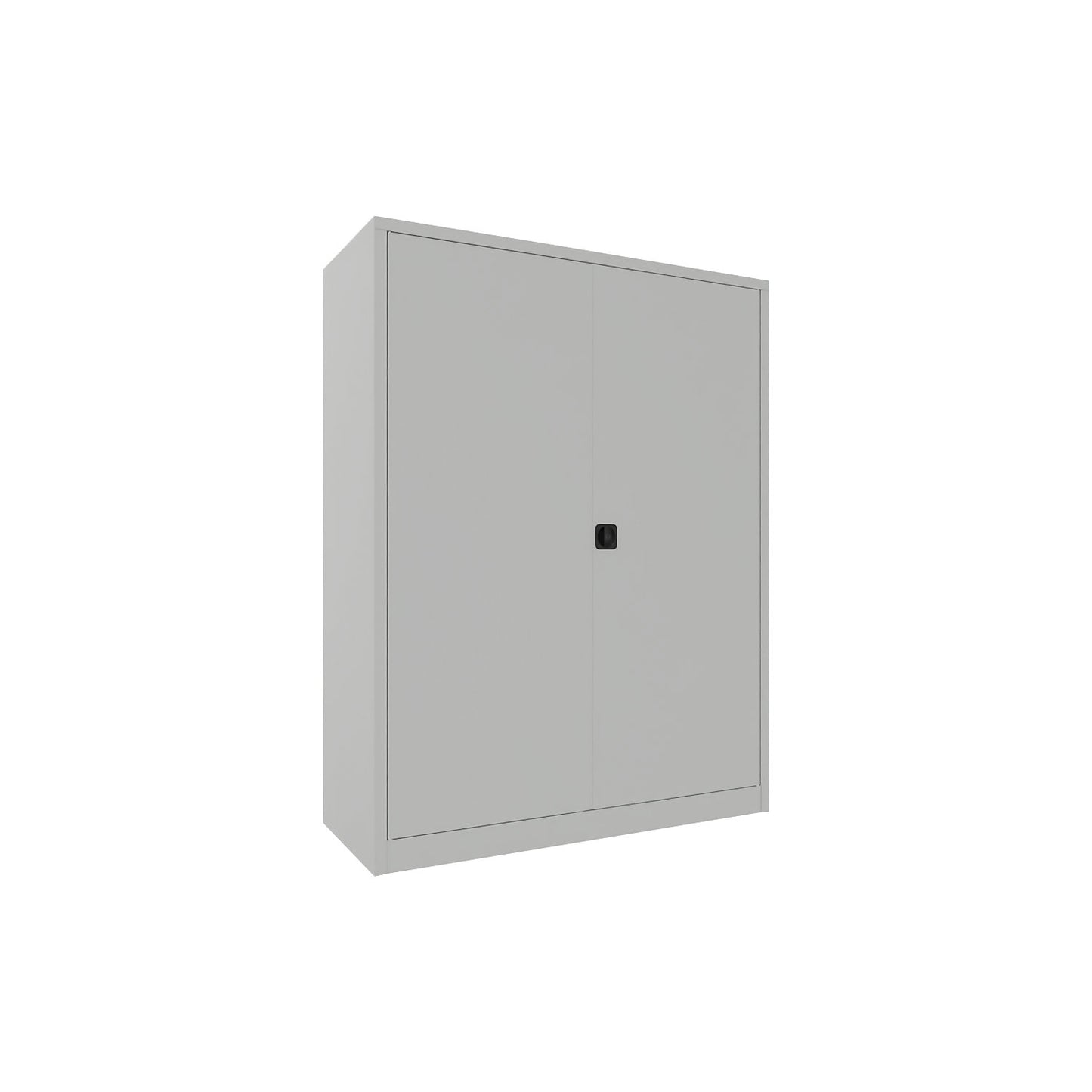 Steel cupboard with hinged doors, 4 shelves, width 1500 mm, HxWxD 1950 x 1500 x 600 mm, light grey.