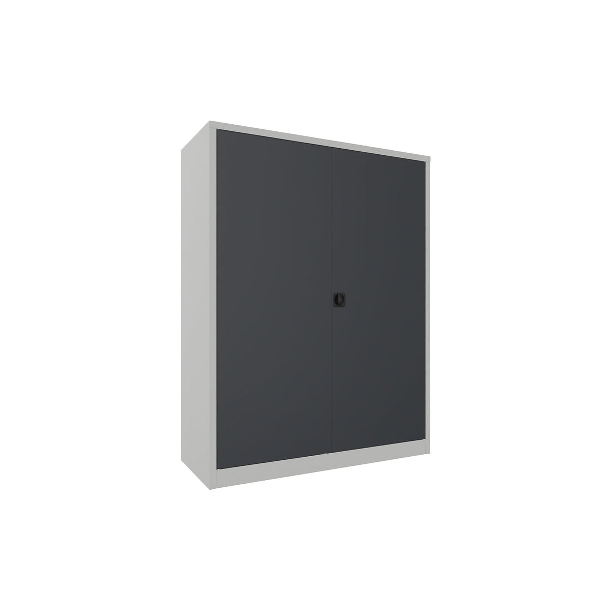 Steel cupboard with hinged doors, 4 shelves, width 1500 mm, HxWxD 1950 x 1500 x 600 mm, charcoal.