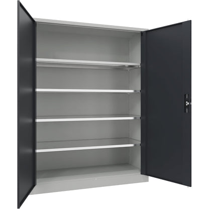 Steel cupboard with hinged doors, 4 shelves, width 1500 mm, HxWxD 1950 x 1500 x 600 mm, charcoal.