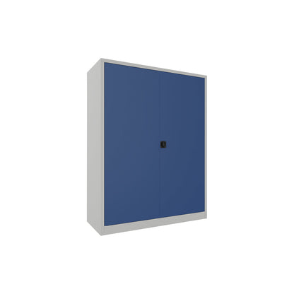 Steel cupboard with hinged doors, 4 shelves, width 1500 mm, HxWxD 1950 x 1500 x 600 mm, gentian blue.