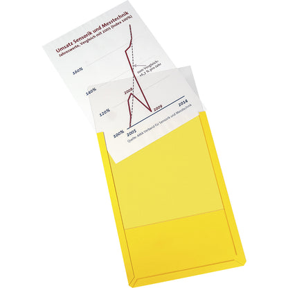 Magnetic display pocket made of rigid PVC, pack of 10, A4 portrait, yellow.