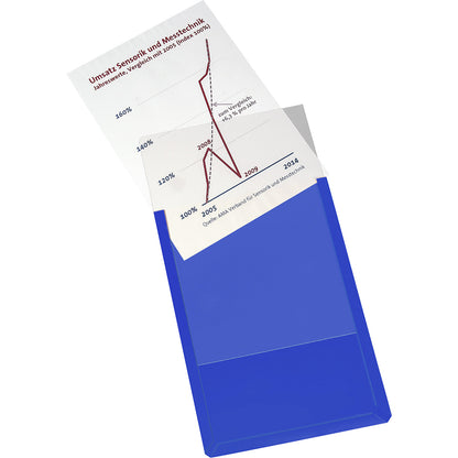 Magnetic display pocket made of rigid PVC, pack of 10, A4 portrait, blue.