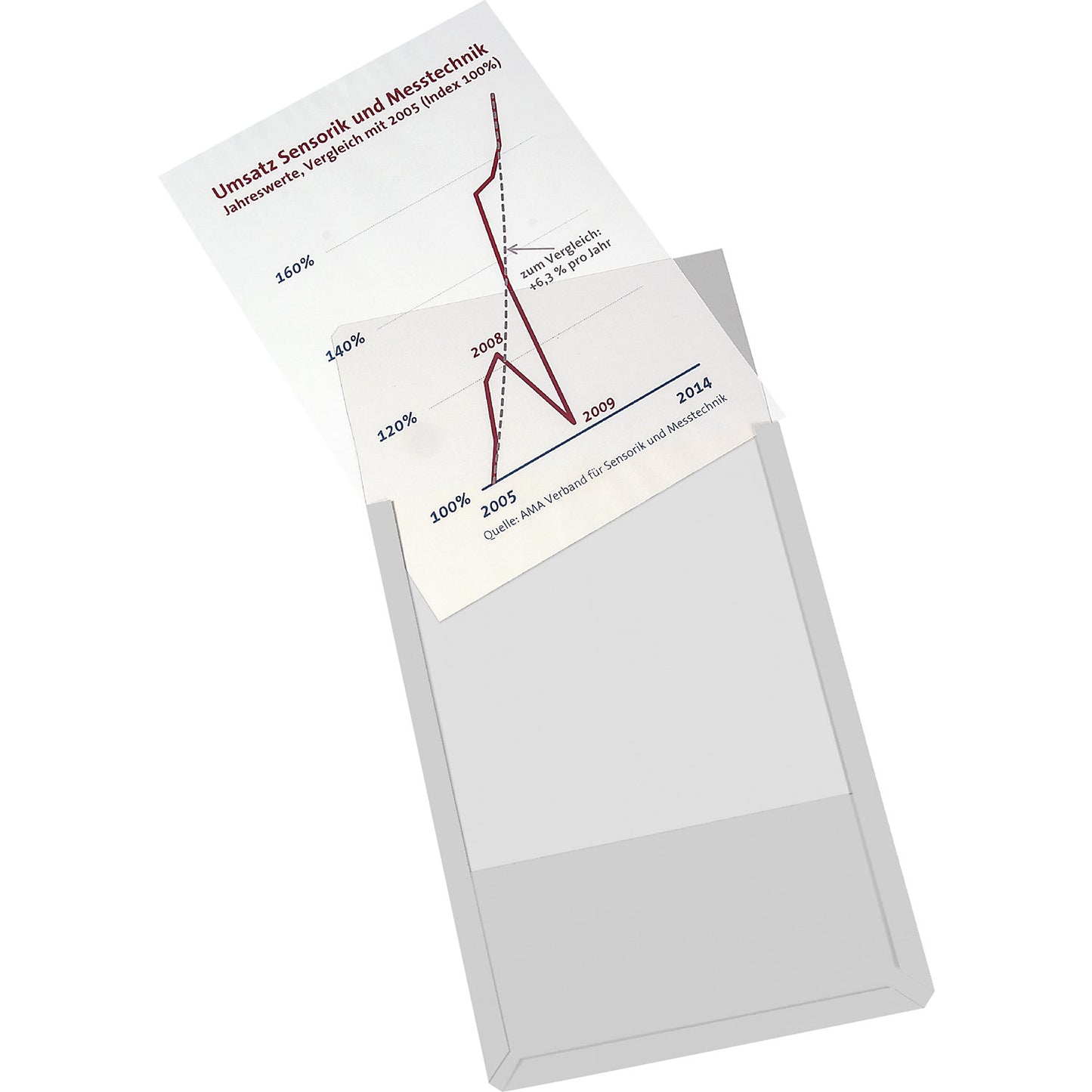 Magnetic display pocket made of rigid PVC, pack of 10, A4 portrait, grey.