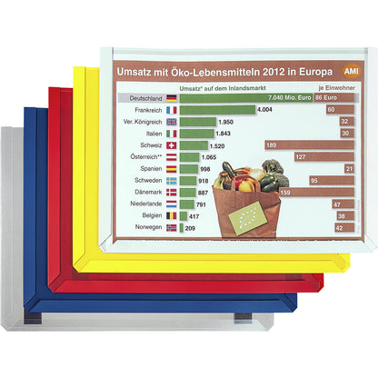 Magnetic display pocket made of rigid PVC, pack of 10, A4 landscape, red.