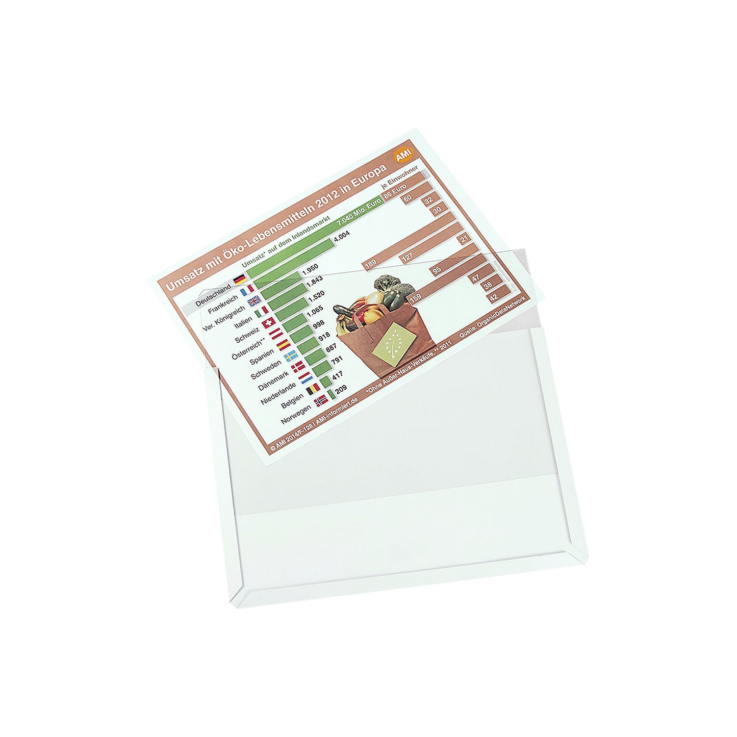 Magnetic display pocket made of rigid PVC, pack of 10, A4 landscape, transparent.