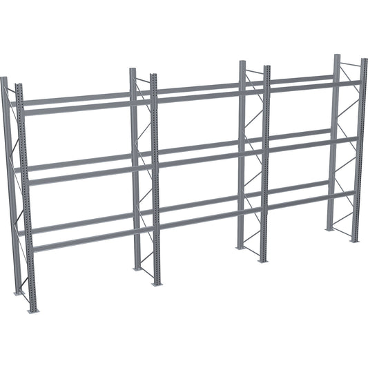 Pallet racking, hot-dip galvanised, HxWxD 4500 x 8590 x 1100 mm, 3 shelf levels, complete shelf unit.