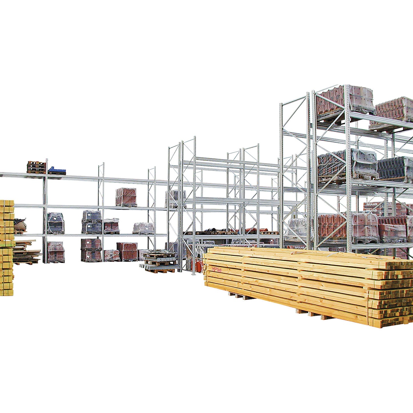Pallet racking, hot-dip galvanised, HxWxD 6000 x 8590 x 1100 mm, 5 shelf levels, complete shelf unit.
