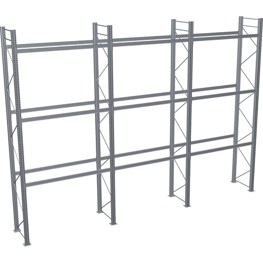 Pallet racking, hot-dip galvanised, HxWxD 6000 x 8590 x 1100 mm, 3 shelf levels, complete shelf unit.