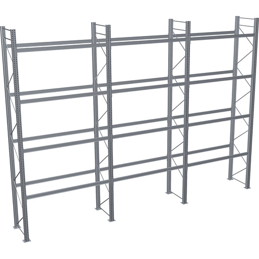 Pallet racking, hot-dip galvanised, HxWxD 6000 x 8590 x 1100 mm, 4 shelf levels, complete shelf unit.