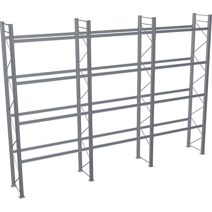 Pallet racking, hot-dip galvanised, HxWxD 6000 x 8590 x 1100 mm, 4 shelf levels, complete shelf unit.