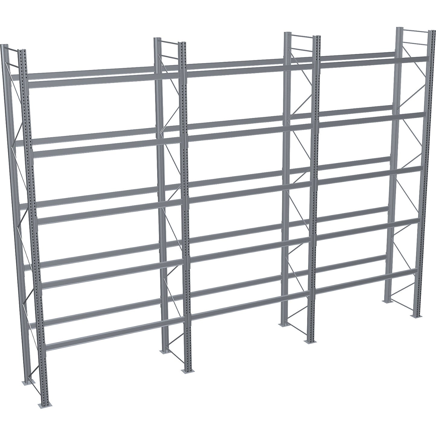 Pallet racking, hot-dip galvanised, HxWxD 6000 x 8590 x 1100 mm, 5 shelf levels, complete shelf unit.