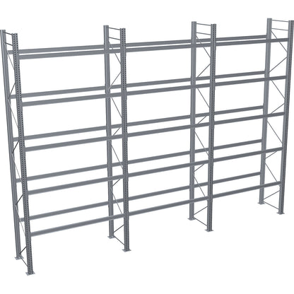Pallet racking, hot-dip galvanised, HxWxD 6000 x 8590 x 1100 mm, 5 shelf levels, complete shelf unit.