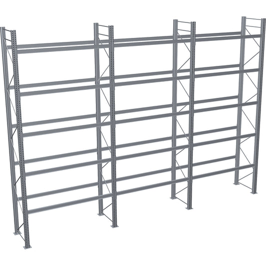 Pallet racking, hot-dip galvanised, HxWxD 6000 x 8590 x 1100 mm, 5 shelf levels, complete shelf unit.