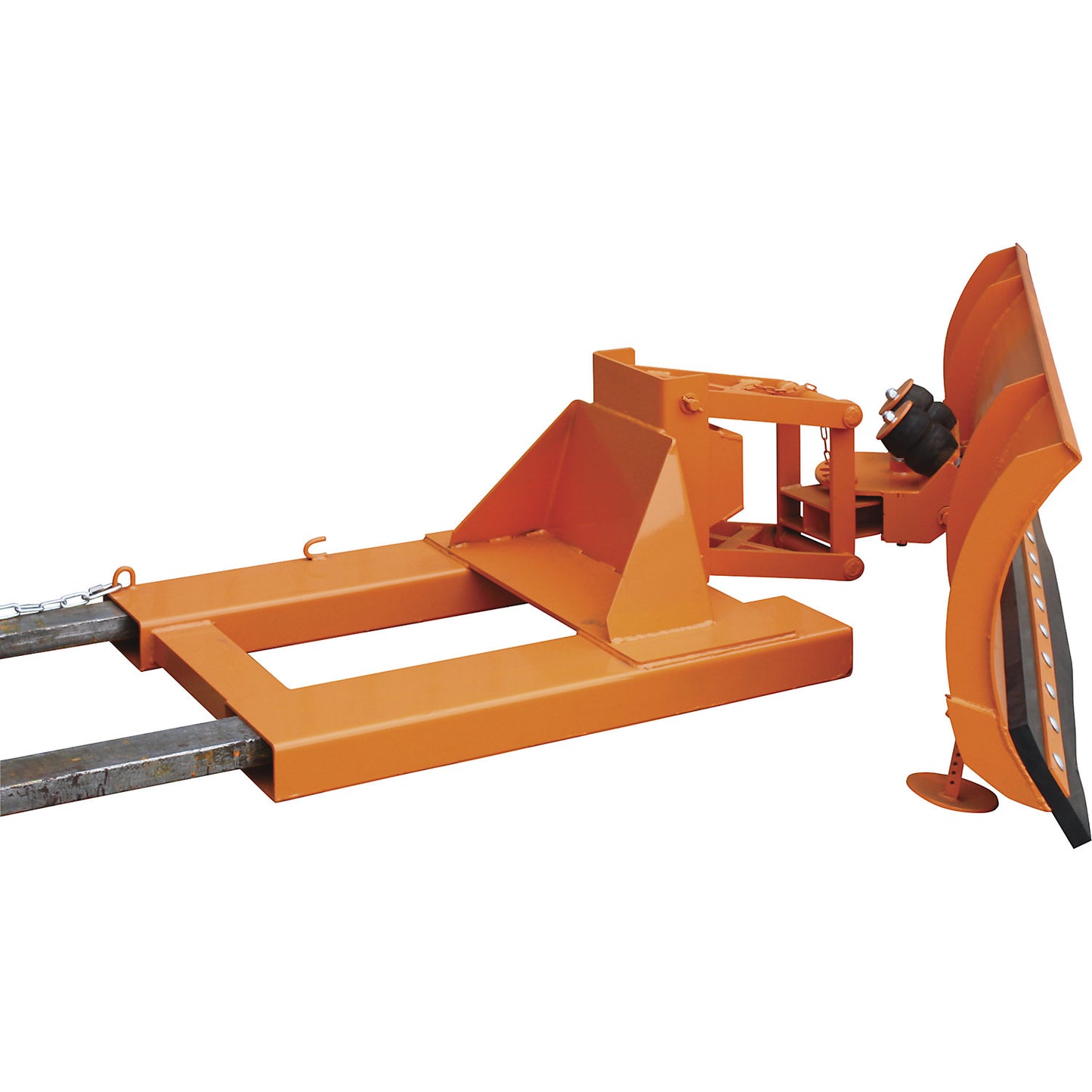 Snow plough for forklift trucks, with sprung folding shares, blade width 2100 mm, orange, 210 x 70 mm.