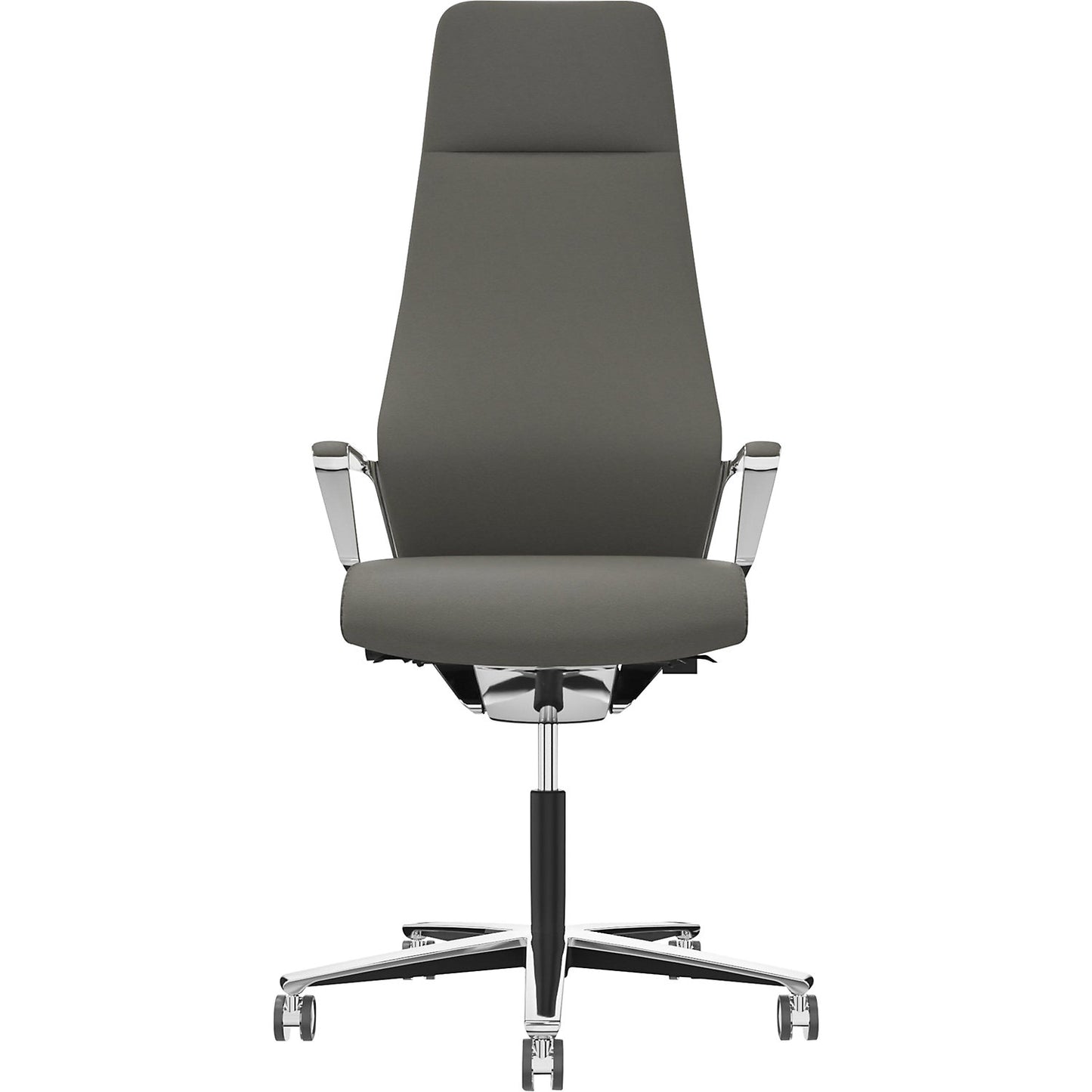 Signo 0185 ZÜCO Premium F leather office chair, upholstered backrest, stone grey.