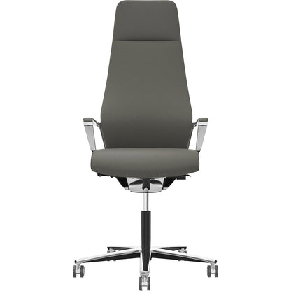 Signo 0185 ZÜCO Premium F leather office chair, upholstered backrest, stone grey.