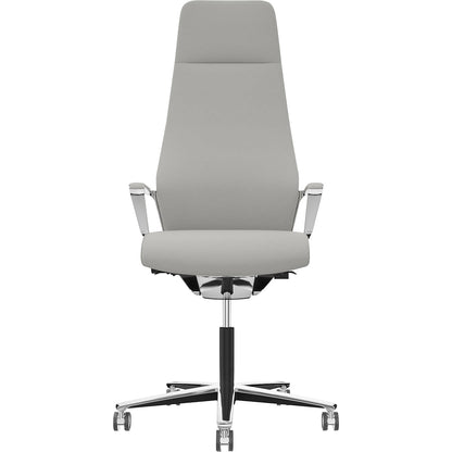 Signo 0185 ZÜCO Premium F leather office chair, upholstered backrest, platinum grey.