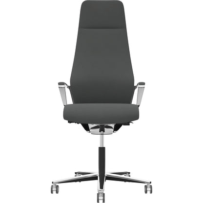 Signo 0185 ZÜCO Premium F leather office chair, upholstered backrest, anthracite grey.
