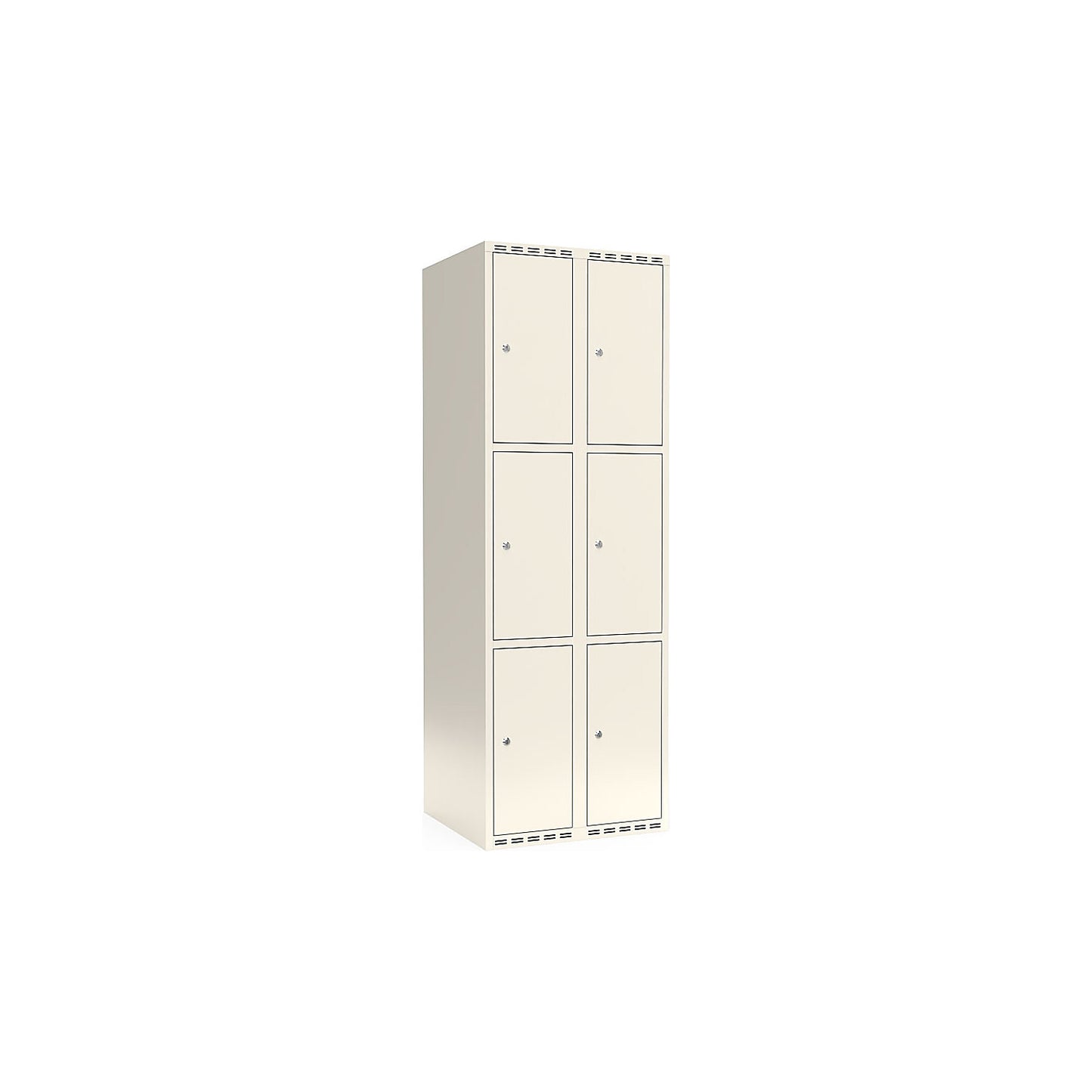 Fydor 3-fold compartment locker, 2 compartments, white, W 600 mm, flat roof shape, cylinder lock.