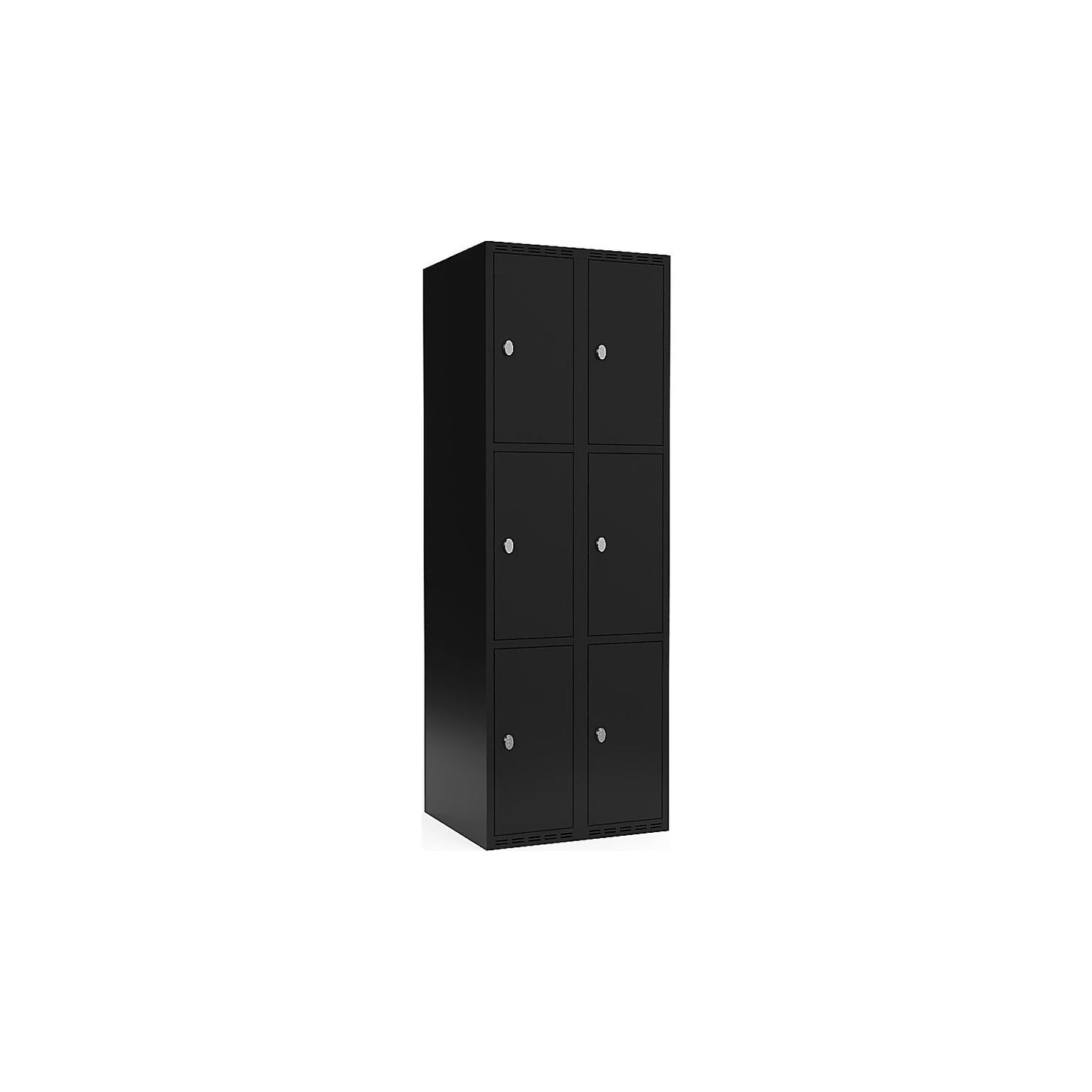 Fydor 3-fold compartment locker, 2 compartments, black, W 600 mm, flat roof shape, padlock.
