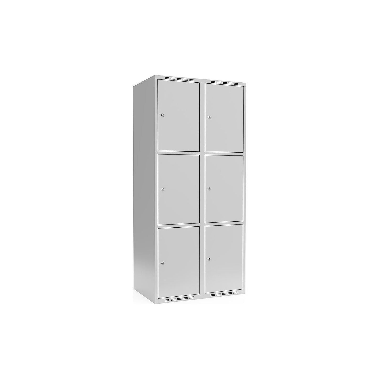 Fydor 3-fold compartment locker, 2 compartments, light grey, W 800 mm, flat roof shape, cylinder lock.