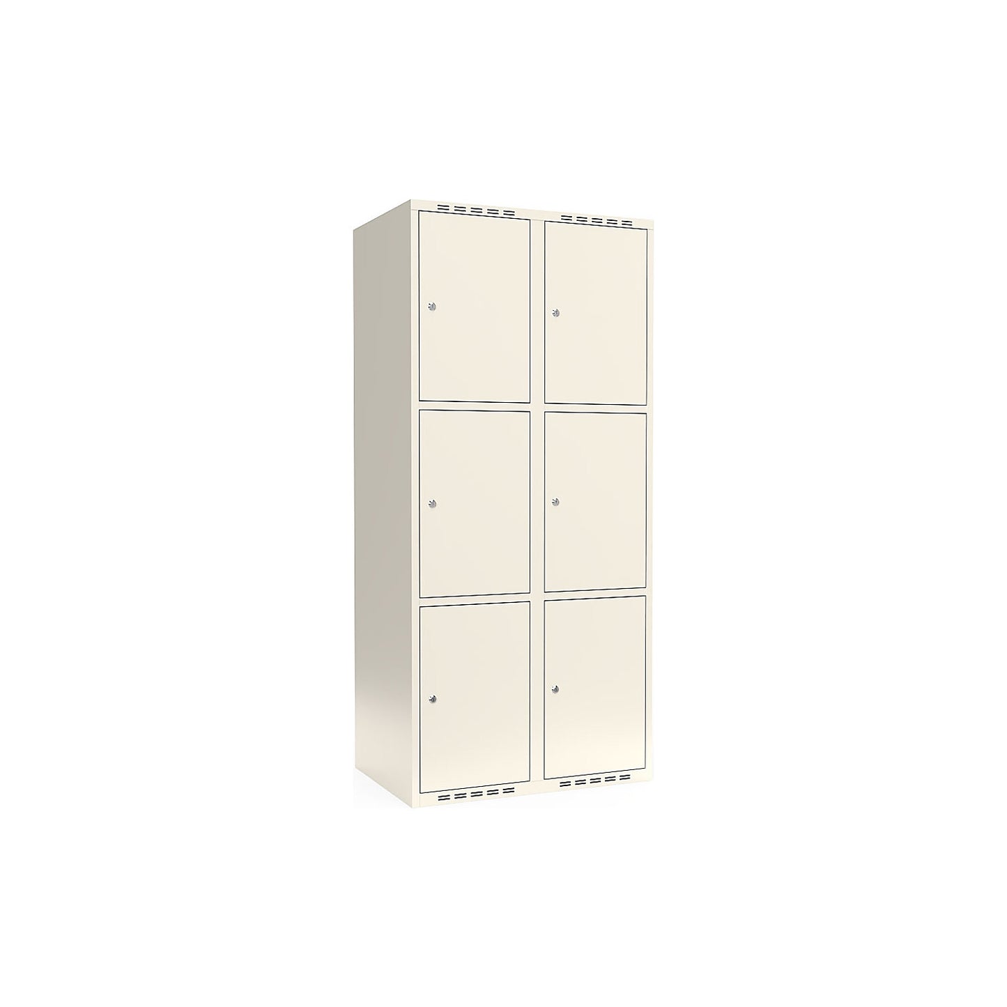 Fydor 3-fold compartment locker, 2 compartments, white, W 800 mm, flat roof shape, cylinder lock.