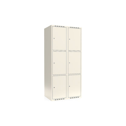 Fydor 3-fold compartment locker, 2 compartments, white, W 800 mm, flat roof shape, cylinder lock.