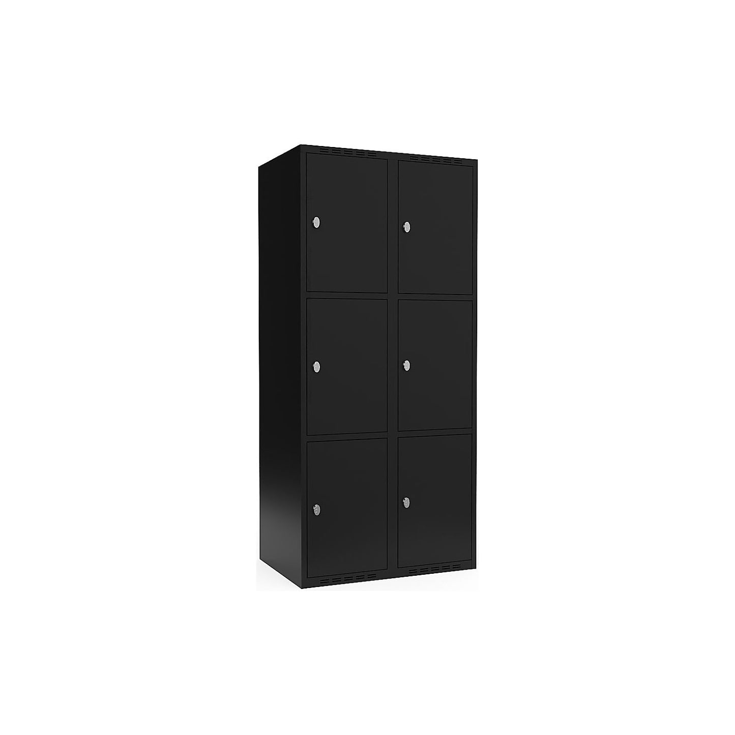 Fydor 3-fold compartment locker, 2 compartments, black, W 800 mm, flat roof shape, padlock.