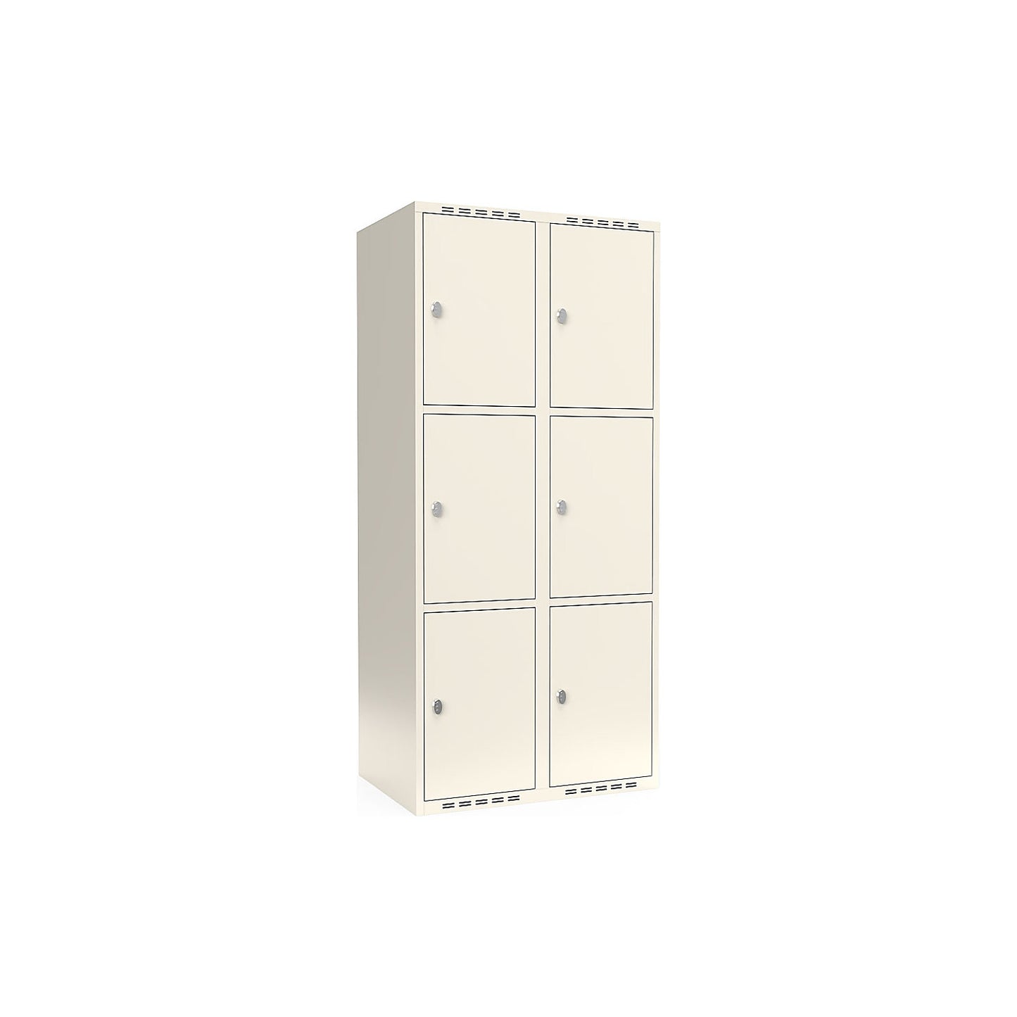 Fydor 3-fold compartment locker, 2 compartments, white, W 800 mm, flat roof shape, padlock.