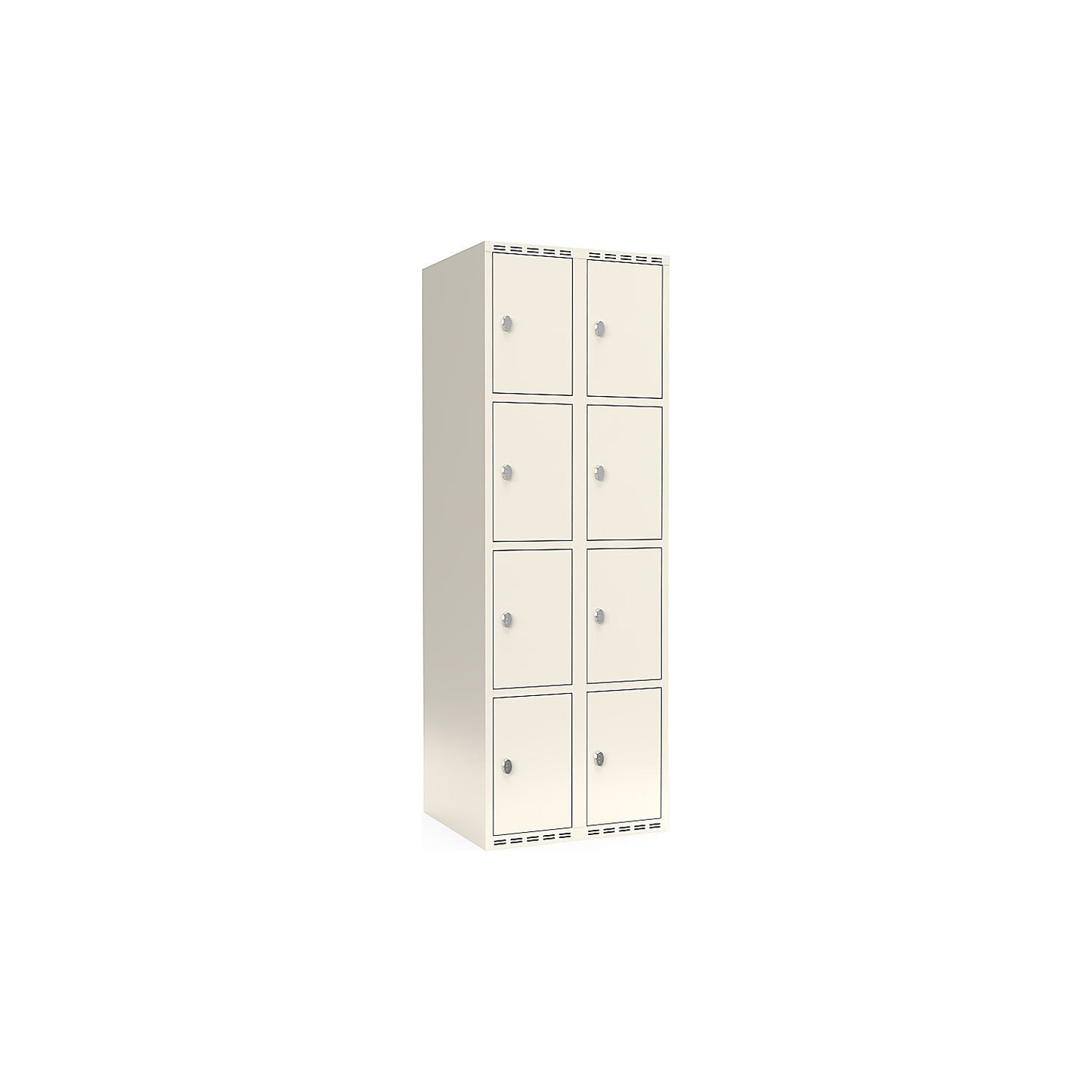 Fydor 4-fold compartment locker, 2 compartments, white, W 600 mm, flat roof shape, padlock.