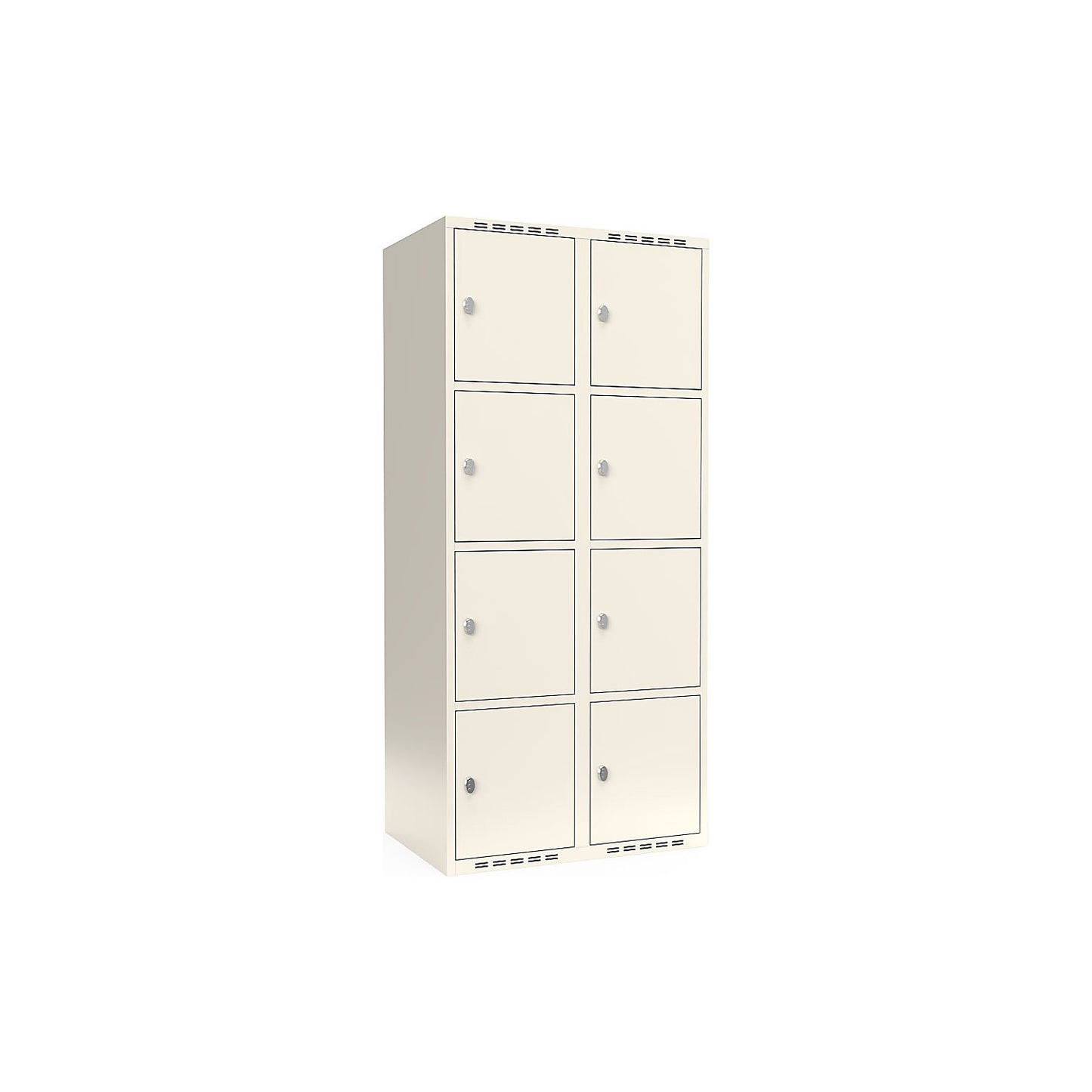 Fydor 4-fold compartment locker, 2 compartments, white, W 800 mm, flat roof shape, padlock.