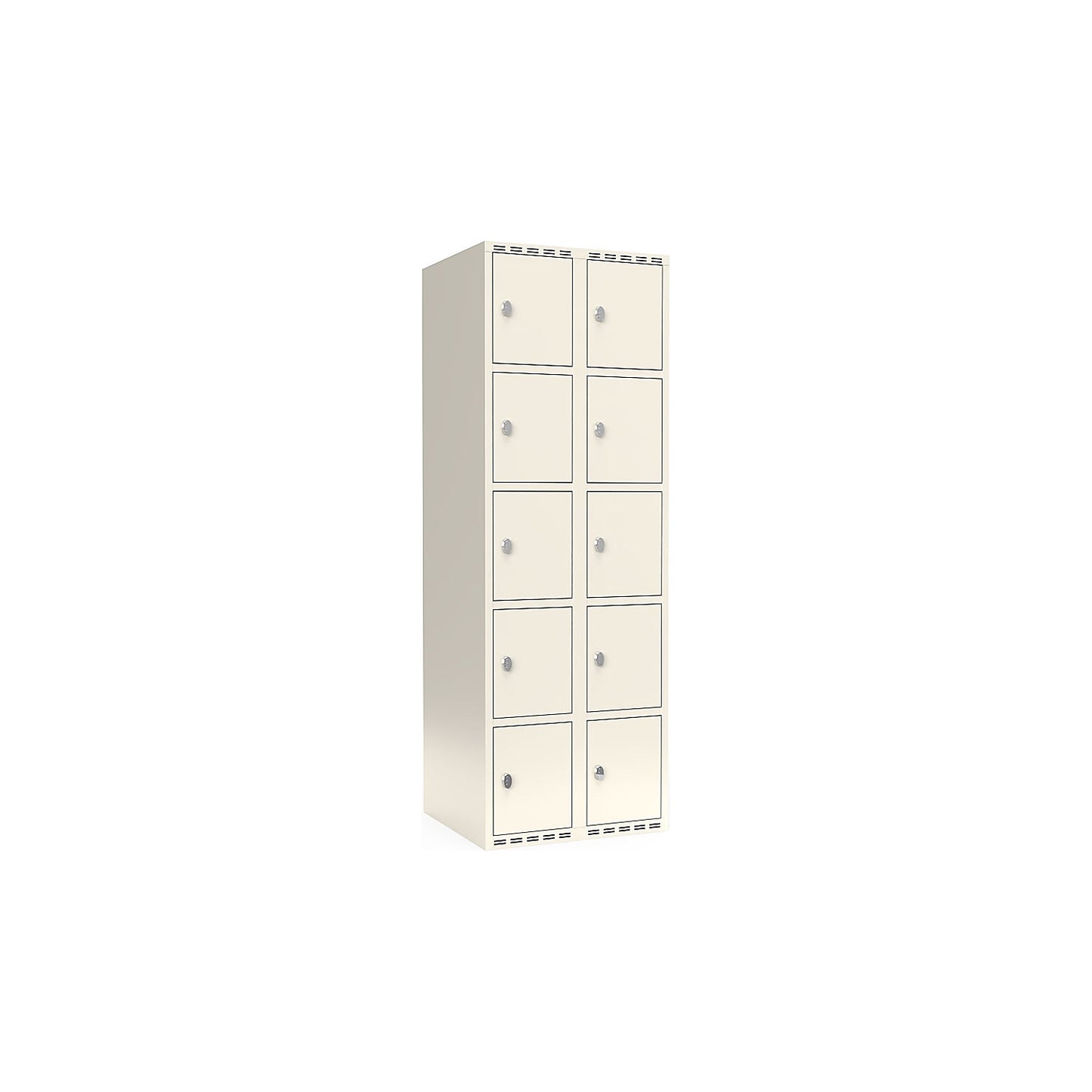 Fydor 5-fold compartment locker, 2 compartments, white, W 600 mm, flat roof shape, padlock.