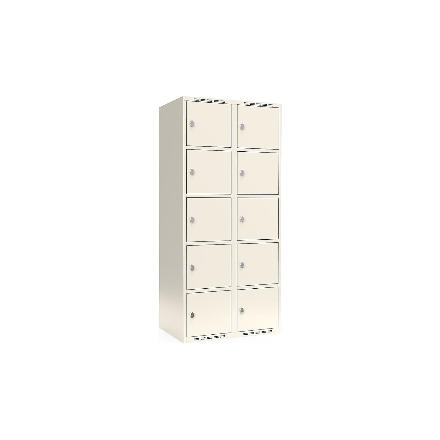 Fydor 5-fold compartment locker, 2 compartments, white, W 800 mm, flat roof shape, padlock.