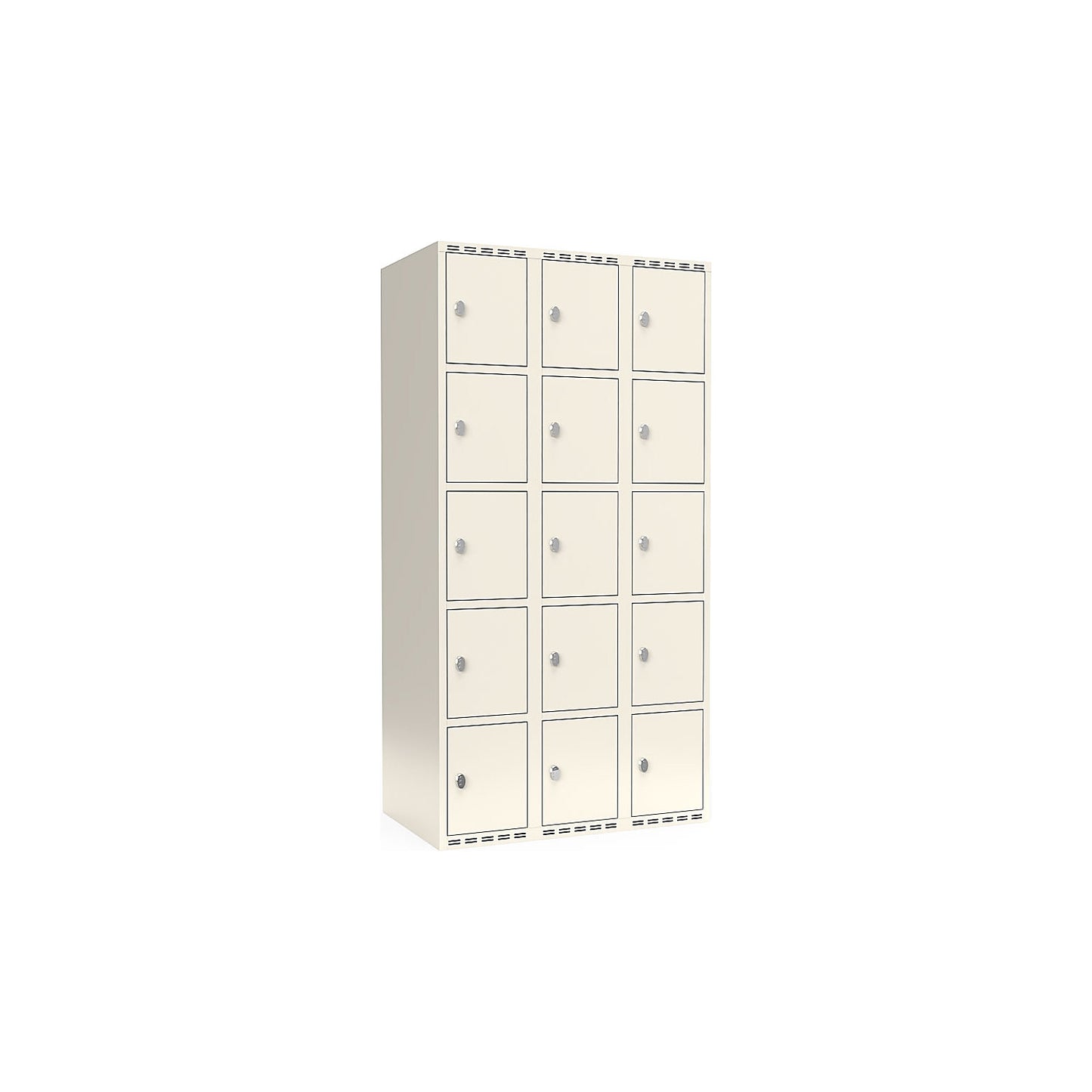 Fydor 5-fold compartment locker, 3 compartments, white, W 900 mm, flat roof shape, padlock.