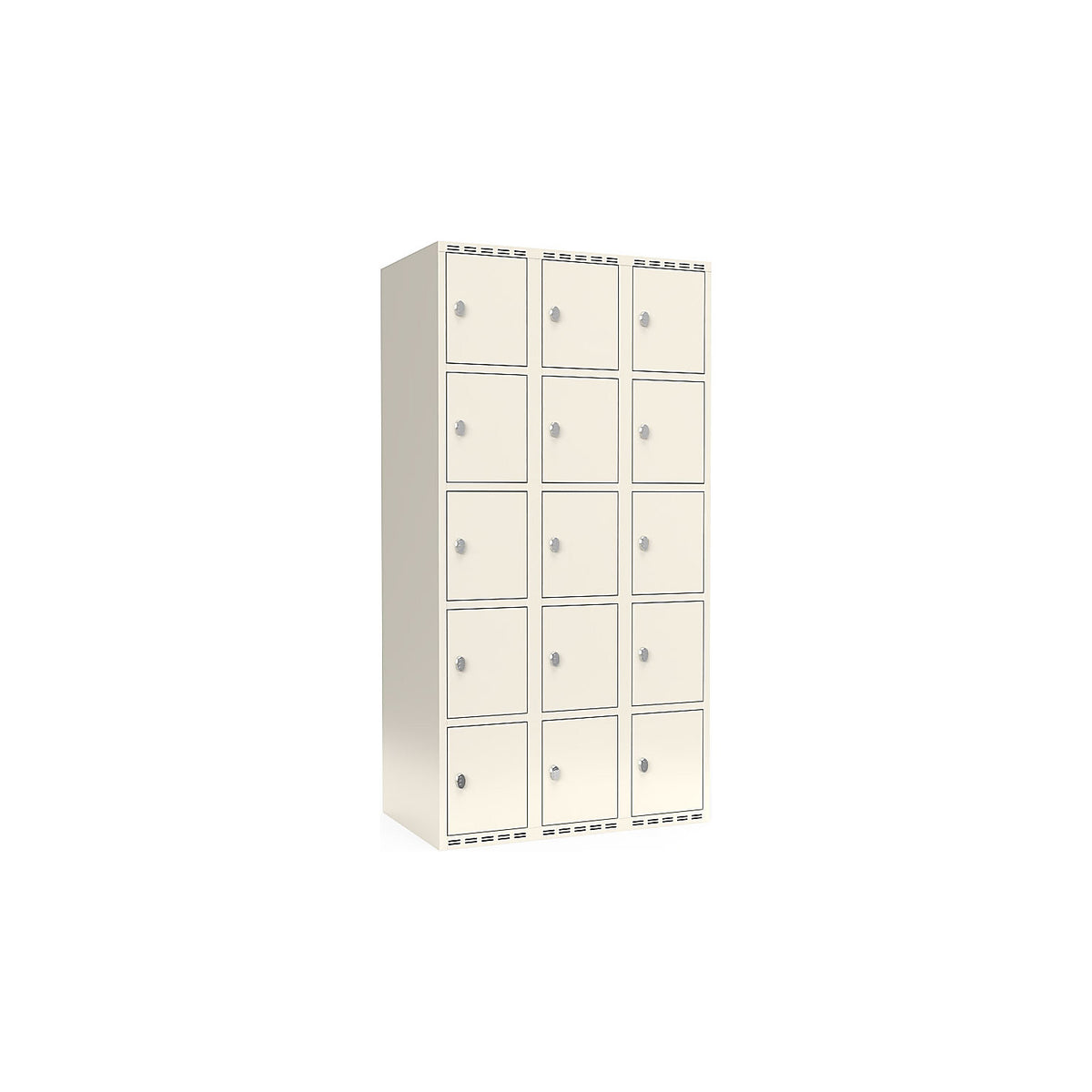 Fydor 5-fold compartment locker, 3 compartments, white, W 900 mm, flat roof shape, padlock.