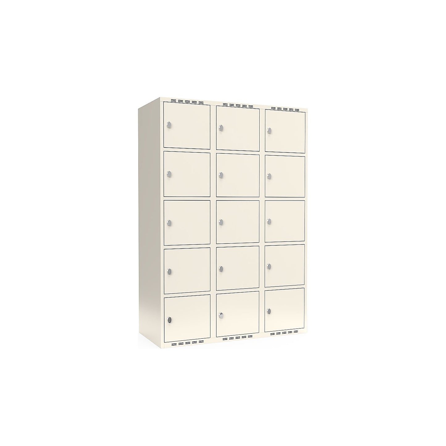 Fydor 5-fold compartment locker, 3 compartments, white, W 1200 mm, flat roof shape, padlock.