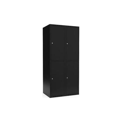 Fydor double deck clothes locker, 2 compartments, black, W 800 mm, flat roof shape, cylinder lock.