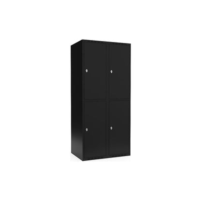 Fydor double deck clothes locker, 2 compartments, black, W 800 mm, flat roof shape, padlock.