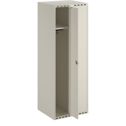 Fydor locker, 2 compartments, white, W 600 mm, flat roof shape, padlock.